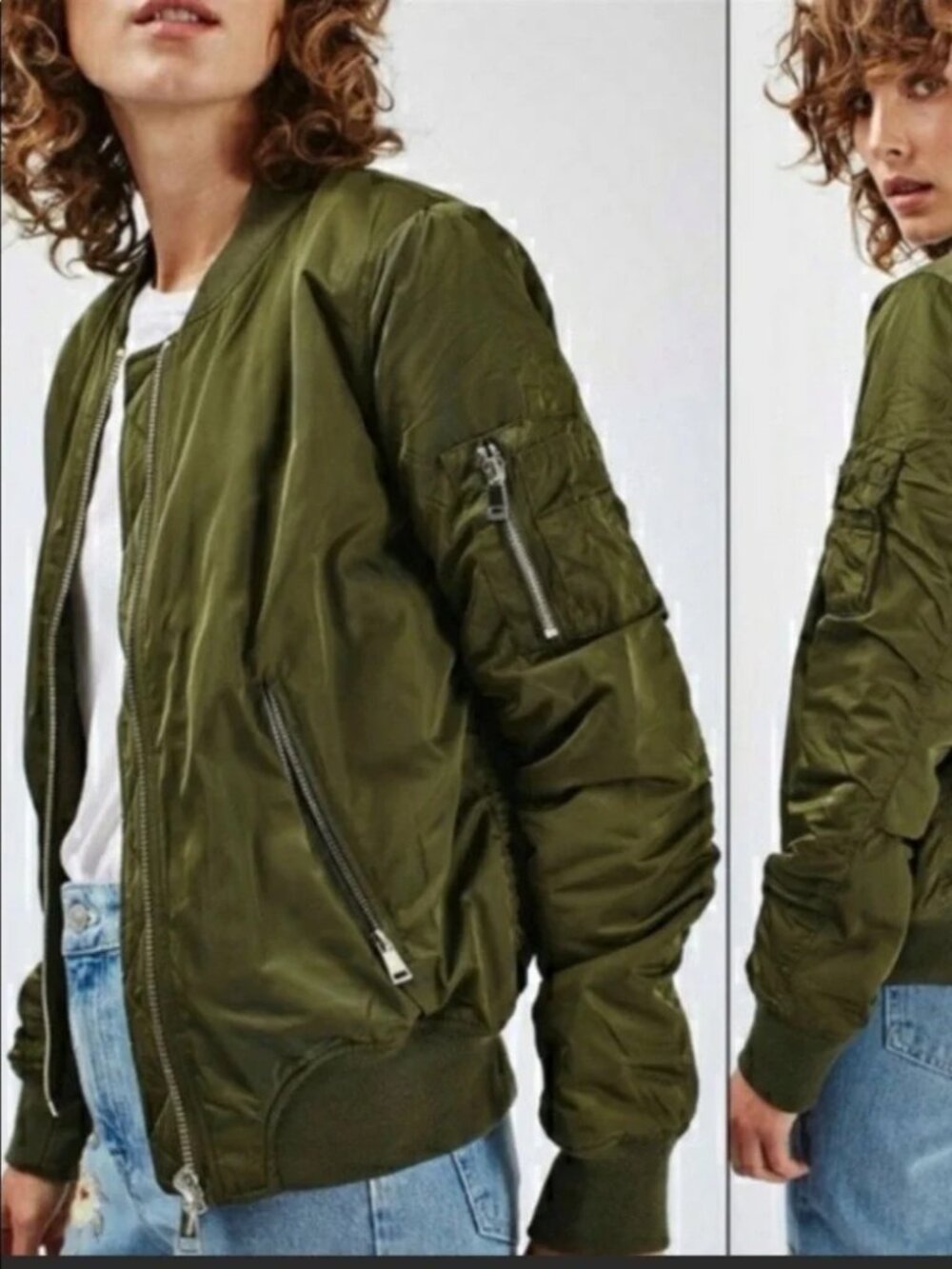 NWT Topshop Army Green Bomber Jacket – Nordstrom   Sz. 12